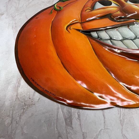 1990s Halloween Pumpkin Jack O Lantern 3D Mold Plastic Beistle 12x15 FL6-11 - Picture 2 of 5